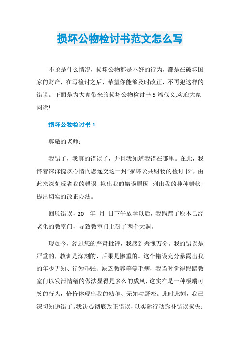 损坏公物检讨书范文怎么写