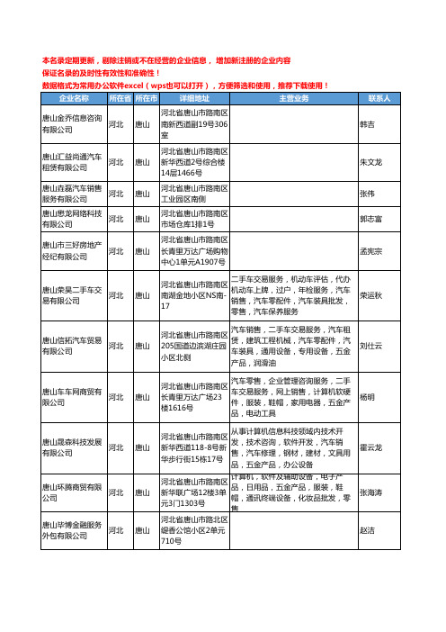 2020新版河北省唐山二手车服务工商企业公司名录名单黄页联系方式大全53家