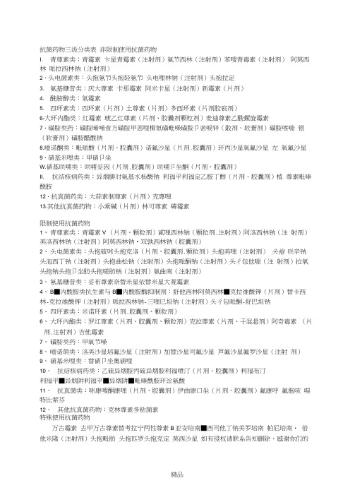 抗菌药物三级分类