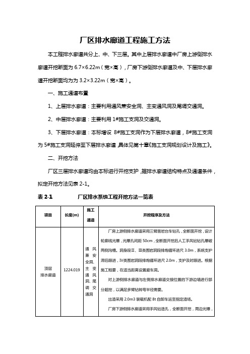 厂区排水廊道工程施工方法