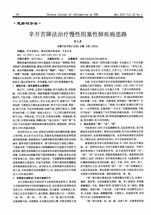辛开苦降法治疗慢性阻塞性肺疾病思路