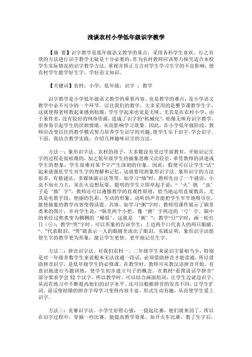 浅谈农村小学低年级识字教学