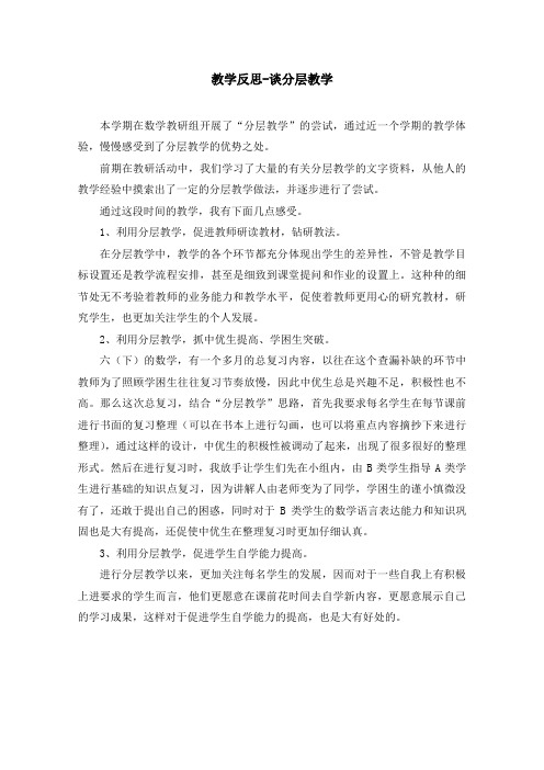 教学反思-谈分层教学