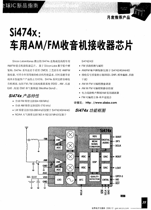 Si474x：车用AM／FM收音机接收器芯片