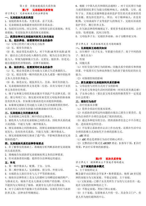 婚姻家庭咨询师 三级技能 第4章  其他家庭成员关系咨询