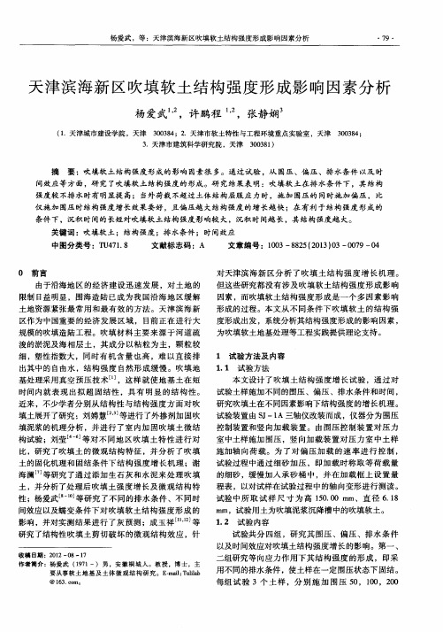 天津滨海新区吹填软土结构强度形成影响因素分析