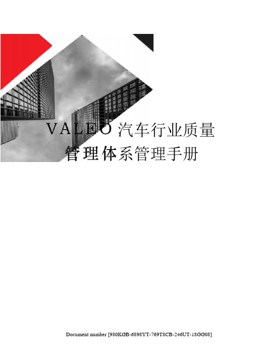 VALEO汽车行业质量管理体系管理手册