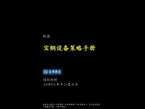 宝钢设备策略手册-麦肯锡