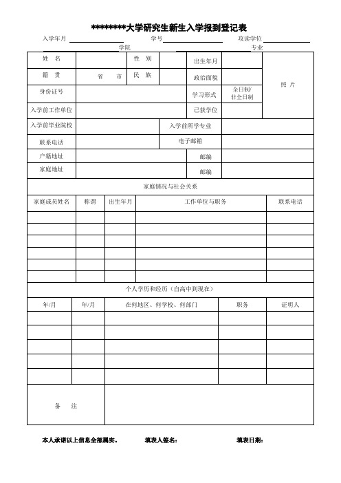 入学申请表模板