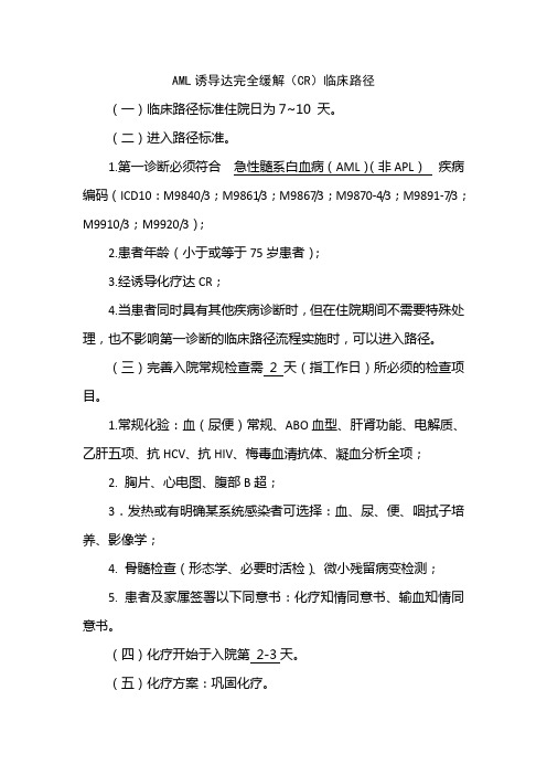 AML诱导达完全缓解(CR)临床路径