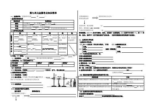 第九单元金属复习知识清单