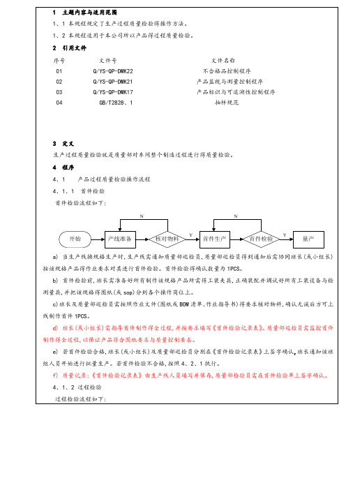 过程质量检验操作规程完整