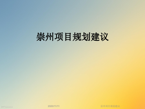 崇州项目规划建议