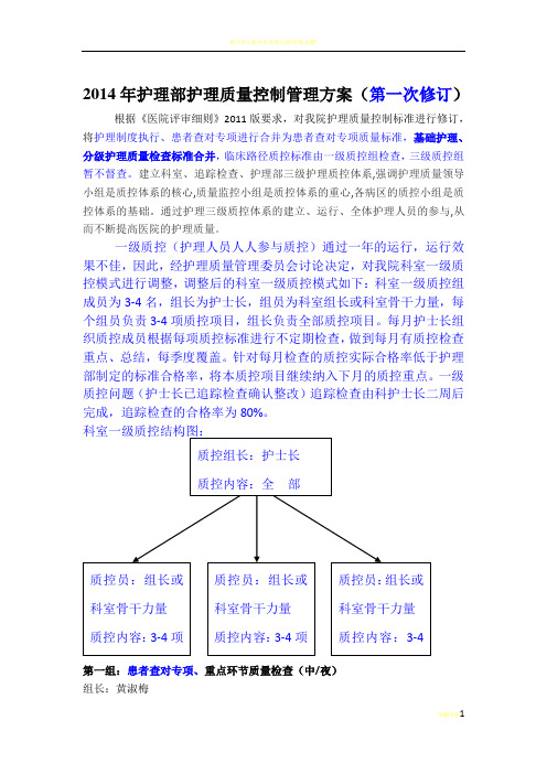 护理三级质控管理方案第一次修订