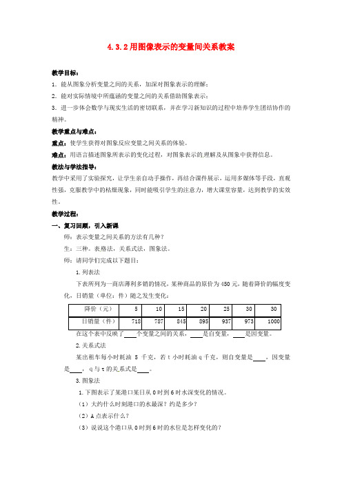中学七年级数学下册 432 用图像表示的变量间关系教案 (新版)北师大版推荐