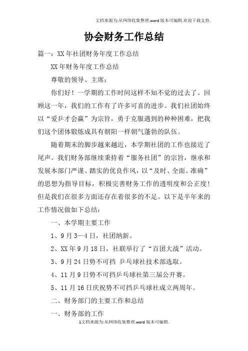 协会财务工作总结doc