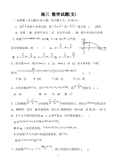 高 三 数 学 综 合 模 拟 测 试 题(附答案)2