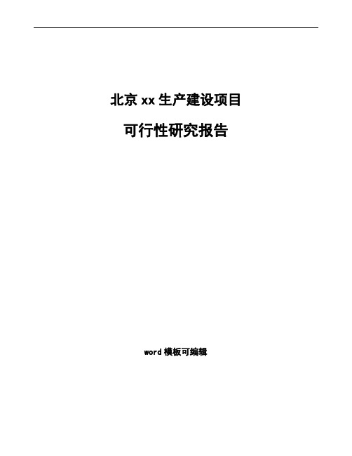 北京项目可行性研究报告通用模板