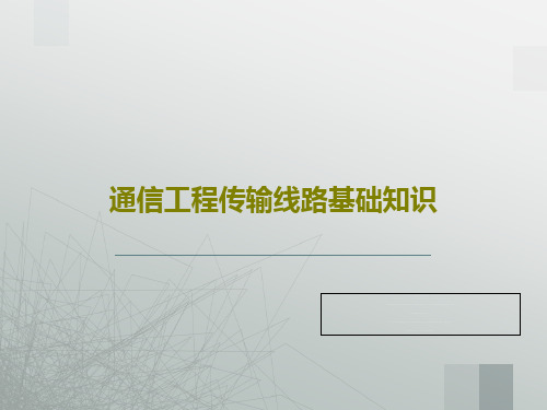 通信工程传输线路基础知识39页PPT