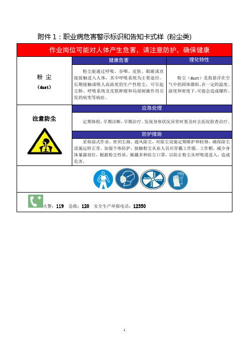 职业病危害警示标识和告知卡式样 (粉尘类)