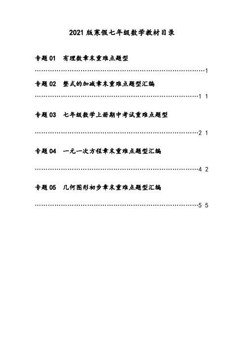 七年级数学寒假(班课)