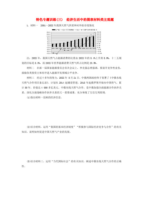高中政治 特色专题训练(三)经济生活中的图表材料类主观题 新人教版必修