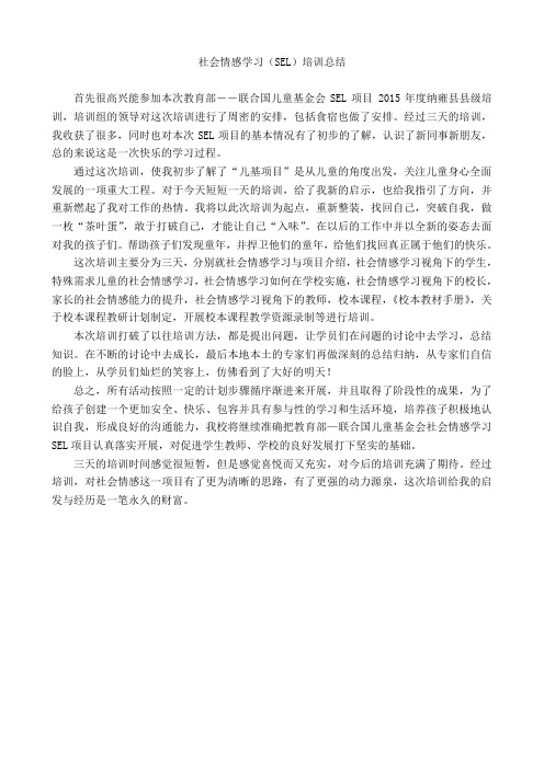 社会情感学习(SEL)培训总结1