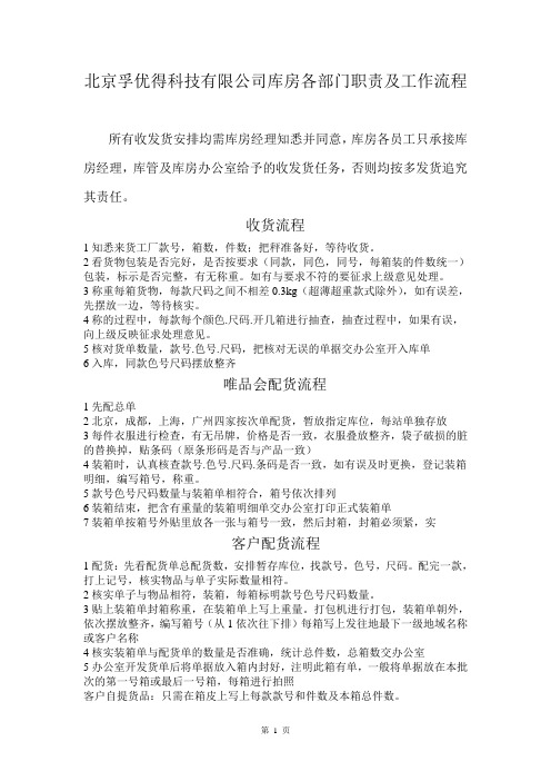 库房各岗位工作职责及流程