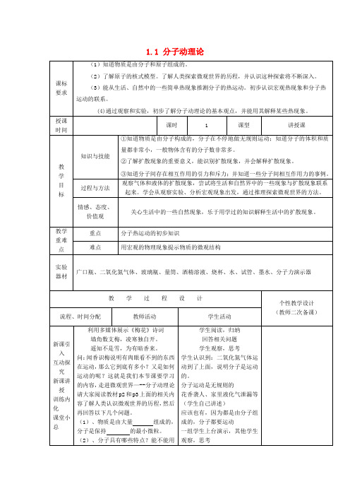 【教案】1.1分子动理论