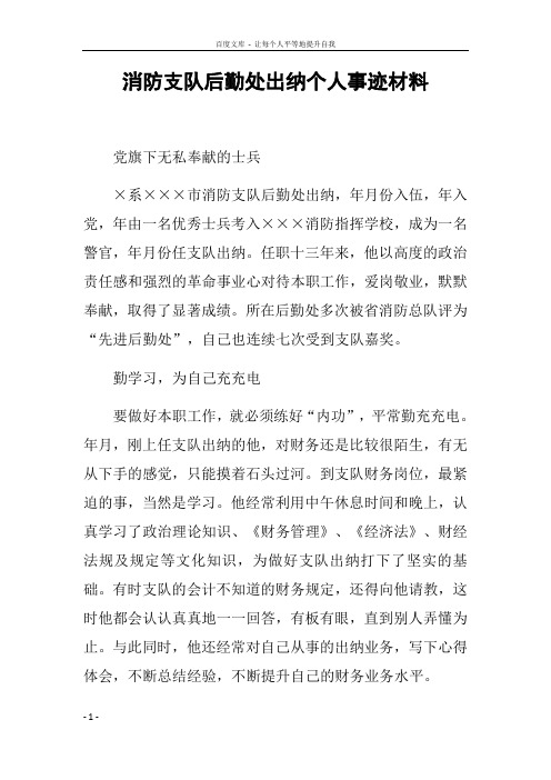 消防支队后勤处出纳个人事迹材料