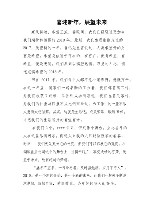 喜迎新年,展望未来