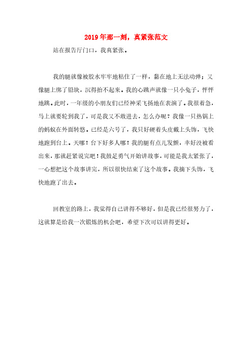 2019年那一刻,真紧张范文