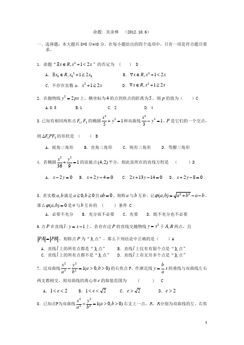 湖南省长沙市高二数学上学期第一学月阶段性检测试题 理 湘教版