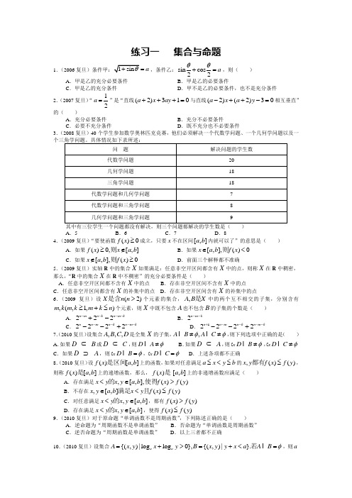 中国名牌大学自主招生数学训练题01