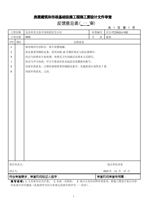 建筑反馈意见单-8 9 10 11 13 14 15#
