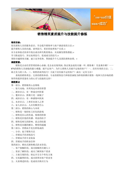 销售精英素质提升与技能提升修炼