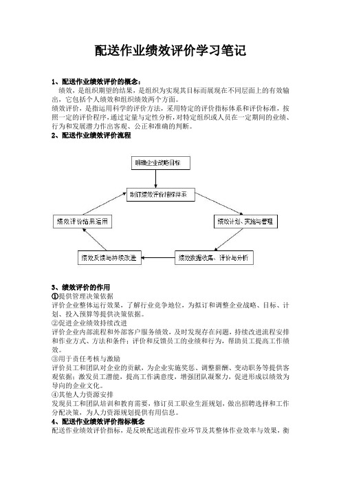 配送作业绩效评价笔记