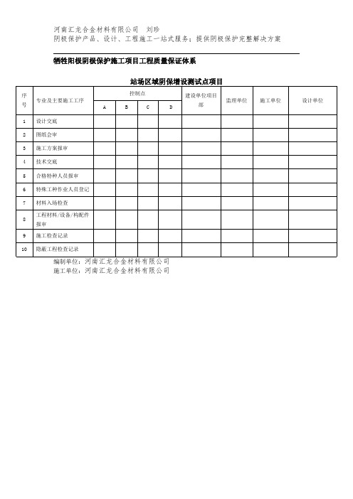 牺牲阳极阴极保护施工项目工程质量保证体系