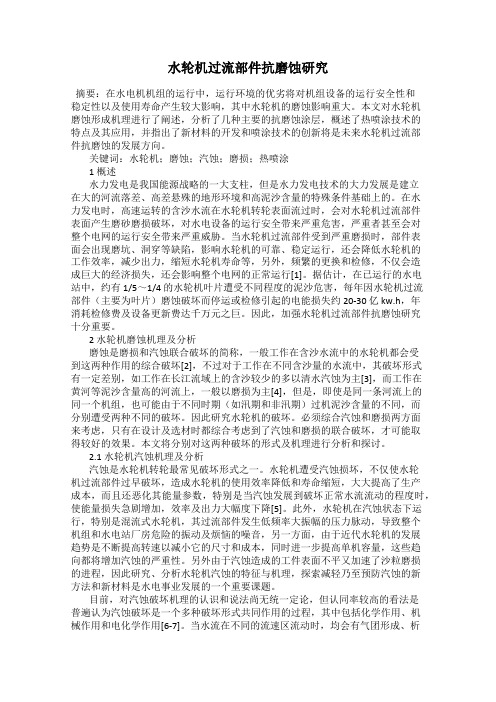 水轮机过流部件抗磨蚀研究