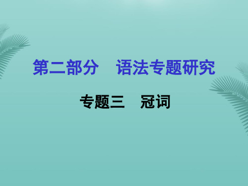【全版】浙江省嘉兴市年中考英语第一轮基础知识复习第部分语法专题研究专题冠词课件推荐PPT