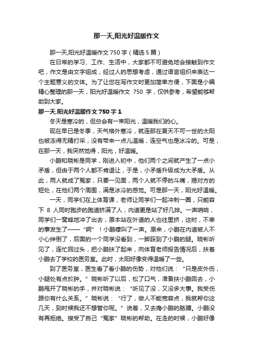 那一天,阳光好温暖作文