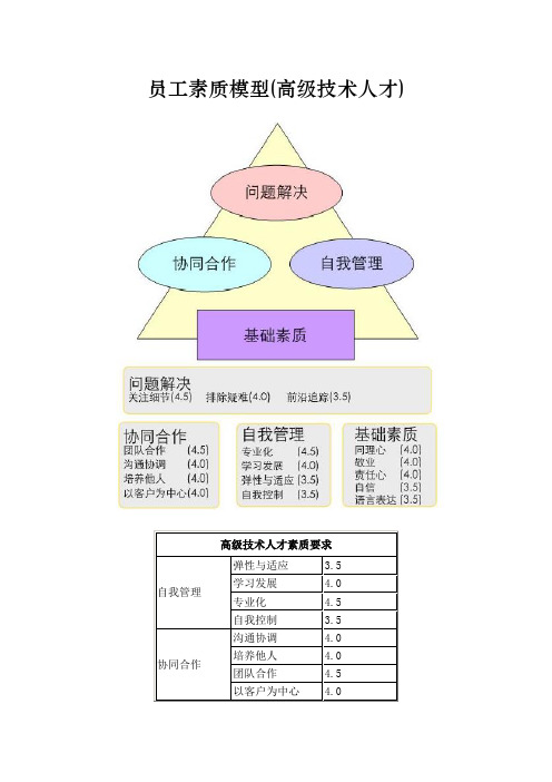 员工素质模型(高级技术人才)
