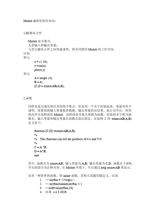 Matlab编程以及接口汇编