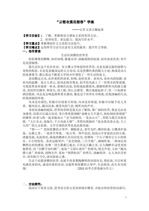 高考作文训练之文采 学案