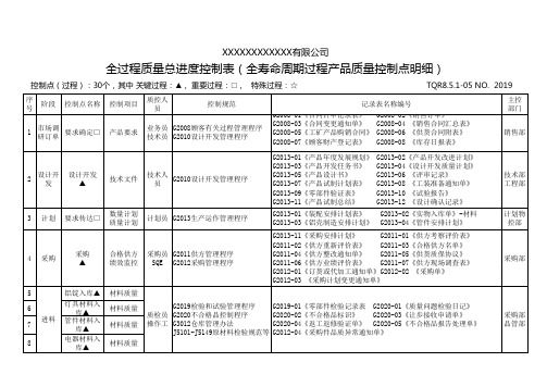 全过程质量控制点明细表