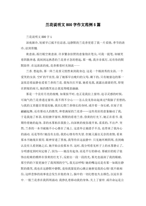 兰花说明文800字作文范例5篇
