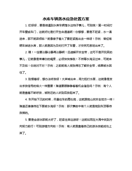 水库车辆落水应急处置方案