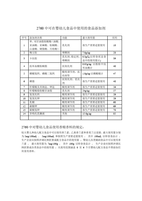 2760的婴幼儿食品规定