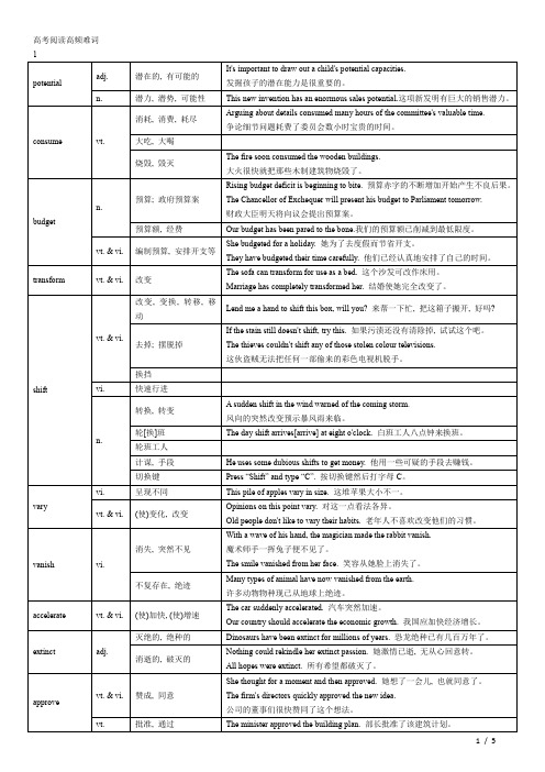 高考阅读高频难词1