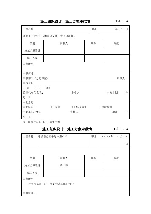 施工组织设计、施工方案审批表